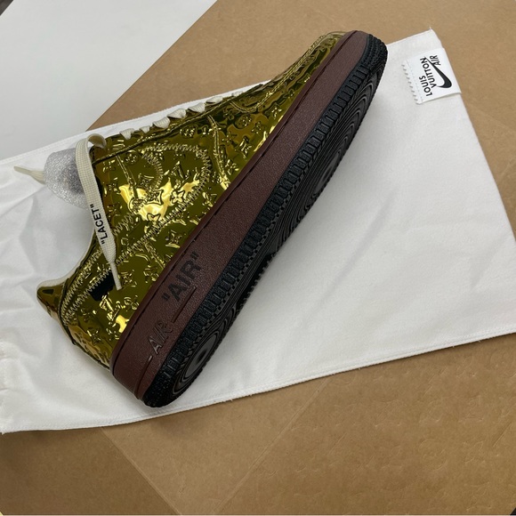 Nike - Louis Vuitton Air Force 1 Low “Virgil Abloh- Metallic Gold” Size 7.5 - Picture 5 of 12